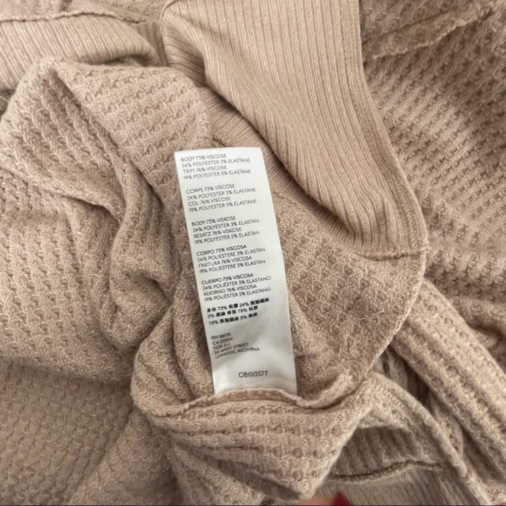 Free People Sand North Shore Thermal Knit Tunic Top  Oversized Sz L